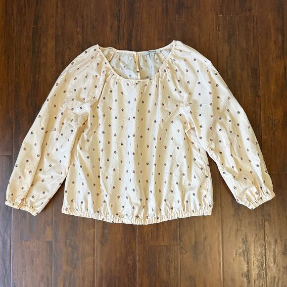 MADEWELL Gathered Puff Sleeve Crop Top Sunrise Floral Bone Peasant - Picture 4 of 12
